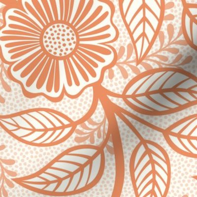 25 Soft Spring- Victorian Floral-Peach on Off White- Climbing Vine with Flowers- Petal Signature Solids -Soft Orange- Pumpkin- Natural- William Morris Wallpaper- Large