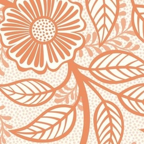 25 Soft Spring- Victorian Floral-Peach on Off White- Climbing Vine with Flowers- Petal Signature Solids -Soft Orange- Pumpkin- Natural- William Morris Wallpaper- Large