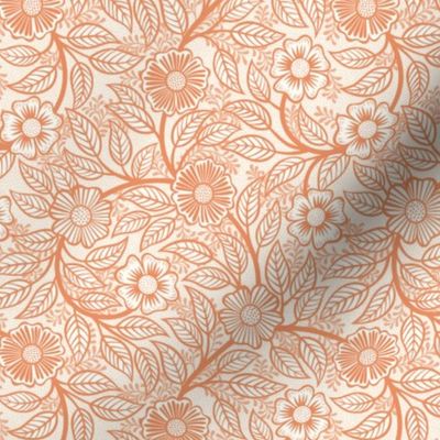 25 Soft Spring- Victorian Floral-Peach on Off White- Climbing Vine with Flowers- Petal Signature Solids -Soft Orange- Pumpkin- Natural- William Morris Wallpaper- Mini