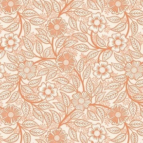 25 Soft Spring- Victorian Floral-Peach on Off White- Climbing Vine with Flowers- Petal Signature Solids -Soft Orange- Pumpkin- Natural- William Morris Wallpaper- Mini