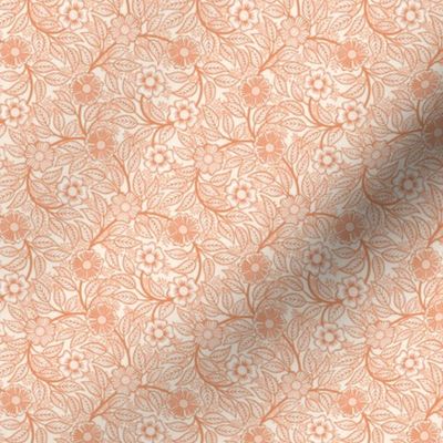 25 Soft Spring- Victorian Floral-Peach on Off White- Climbing Vine with Flowers- Petal Signature Solids -Soft Orange- Pumpkin- Natural- William Morris Wallpaper- Micro