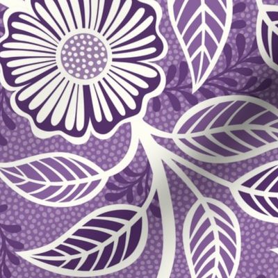 27 Soft Spring- Victorian Floral- Off White on Orchid- Climbing Vine with Flowers- Petal Signature Solids -Violet- Purple- Lavender- Natural- William Morris Wallpaper- Large