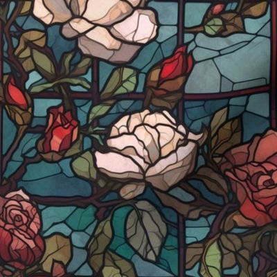 Purity and Love Stained Glass Roses 