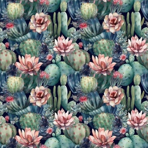 Watercolor Cactus Blooms