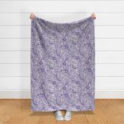 28 Soft Spring- Victorian Floral- Grape on Off White- Climbing Vine with Flowers- Petal Signature Solids- Violet- Purple- Lavender- Natural- William Morris Wallpaper- Medium