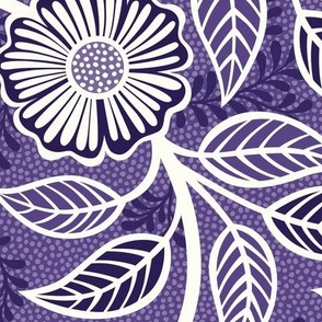 28 Soft Spring- Victorian Floral- Off White on Grape- Climbing Vine with Flowers- Petal Signature Solids- Violet- Purple- Lavender- Natural- William Morris Wallpaper- Large