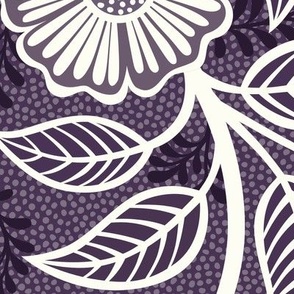 29 Soft Spring- Victorian Floral- Off White on Plum- Climbing Vine with Flowers- Petal Signature Solids- Violet- Dark Purple- Lavender- Natural- William Morris Wallpaper- Extra Large