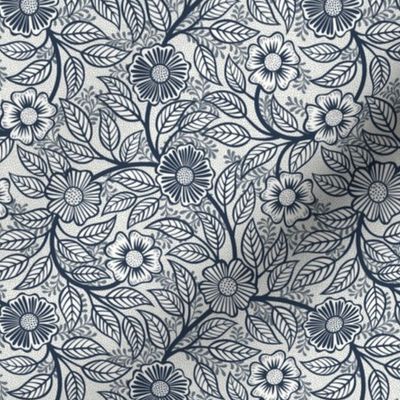 30 Soft Spring- Victorian Floral- Navy on Off White- Climbing Vine with Flowers- Petal Signature Solids- Navy Blue- Indigo Blue- Dark Blue- Natural- William Morris Wallpaper- Mini