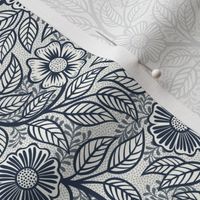 30 Soft Spring- Victorian Floral- Navy on Off White- Climbing Vine with Flowers- Petal Signature Solids- Navy Blue- Indigo Blue- Dark Blue- Natural- William Morris Wallpaper- Mini