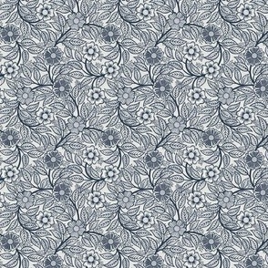 30 Soft Spring- Victorian Floral- Navy on Off White- Climbing Vine with Flowers- Petal Signature Solids- Navy Blue- Indigo Blue- Dark Blue- Natural- William Morris Wallpaper- Micro
