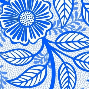 31 Soft Spring- Victorian Floral- Cobalt Blue on Off White- Climbing Vine with Flowers- Petal Signature Solids- Bright Blue- Dopamine- Electric Blue- Natural- William Morris Wallpaper- Large