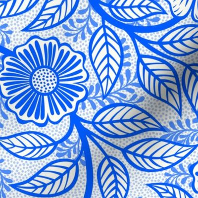 31 Soft Spring- Victorian Floral- Cobalt Blue on Off White- Climbing Vine with Flowers- Petal Signature Solids- Bright Blue- Dopamine- Electric Blue- Natural- William Morris Wallpaper- Medium