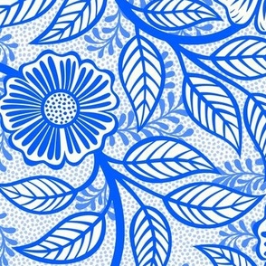 31 Soft Spring- Victorian Floral- Cobalt Blue on Off White- Climbing Vine with Flowers- Petal Signature Solids- Bright Blue- Dopamine- Electric Blue- Natural- William Morris Wallpaper- Medium