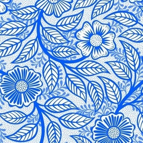 31 Soft Spring- Victorian Floral- Cobalt Blue on Off White- Climbing Vine with Flowers- Petal Signature Solids- Bright Blue- Dopamine- Electric Blue- Natural- William Morris Wallpaper- Small