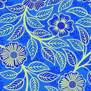 31 Soft Spring- Victorian Floral- Honeydew Green on Cobalt Blue- Climbing Vine with Flowers- Petal Signature Solids- Bright Blue- Dopamine- Electric Blue- Natural- William Morris Wallpaper- Small