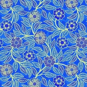 31 Soft Spring- Victorian Floral- Honeydew Green on Cobalt Blue- Climbing Vine with Flowers- Petal Signature Solids- Bright Blue- Dopamine- Electric Blue- Natural- William Morris Wallpaper- Mini