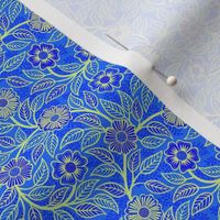 31 Soft Spring- Victorian Floral- Honeydew Green on Cobalt Blue- Climbing Vine with Flowers- Petal Signature Solids- Bright Blue- Dopamine- Electric Blue- Natural- William Morris Wallpaper- Micro