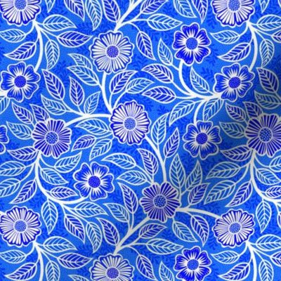 31 Soft Spring- Victorian Floral- Off White on Cobalt Blue- Climbing Vine with Flowers- Petal Signature Solids- Bright Blue- Dopamine- Electric Blue- Natural- William Morris Wallpaper- Mini