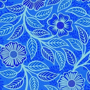 31 Soft Spring- Victorian Floral- Pool Turquoise on Cobalt Blue- Climbing Vine with Flowers- Petal Signature Solids- Bright Blue- Dopamine- Electric Blue- Natural- William Morris Wallpaper- Small