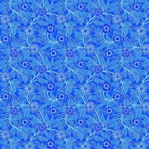 31 Soft Spring- Victorian Floral- Pool Turquoise on Cobalt Blue- Climbing Vine with Flowers- Petal Signature Solids- Bright Blue- Dopamine- Electric Blue- Natural- William Morris Wallpaper- Micro