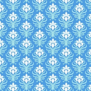 Iris art deco pattern on ocean blue
