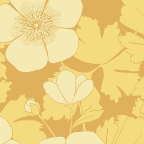 Bold Buttercup | Honey Yellow | Large Scale | Home Decor