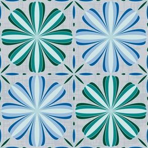 Modern Moroccan Tile in Blue and Greens - small 10” motif 