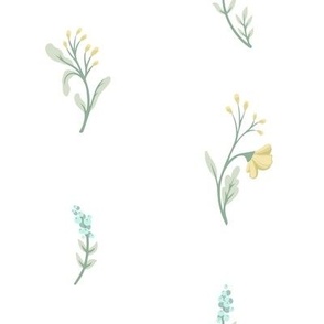 Fables // Wildflowers & Berries // Mustard Yellow, Turquoise Blue, White // Medium 