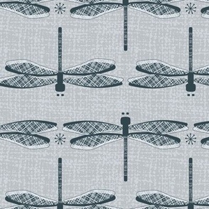 Dragonflies With Textured Wings in Pantone Ultra-Steady Colors on Grey Textured Ground Medium Scale