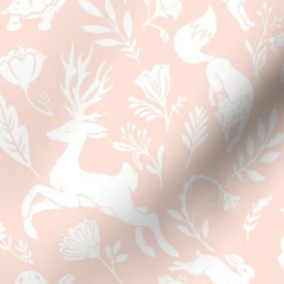 Fables // White Stag, Fox, Tortoise & Hare // Rose Pink & White // Medium 