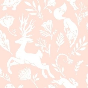 Fables // White Stag, Fox, Tortoise & Hare // Rose Pink & White // Medium 
