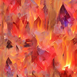 crystal fire, surrealism, orange, hot, interesting,