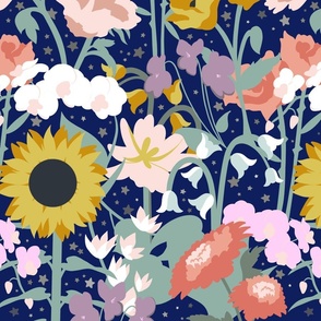 Astro Botanical Floral Print - Blue