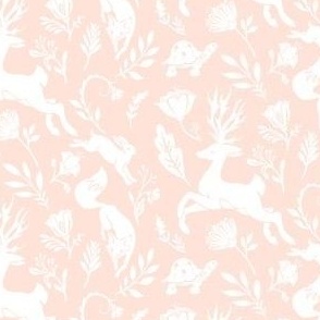 Fables // White Stag, Fox, Tortoise & Hare // Rose Pink & White // Small 