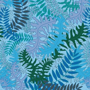 SeaBluesTropical Fern  Large Scale Wallpaper Home Decor