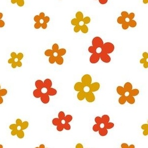 Red orange and yellow flowers pattern 