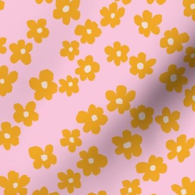  Medium//cute yellow flowers on pink