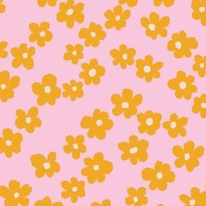  Medium//cute yellow flowers on pink