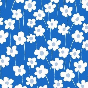 medium// white flowers on blue