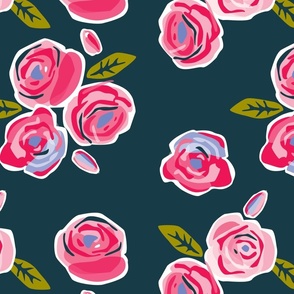 Roses on navy