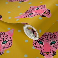 Pink Leopard on polkadots gold