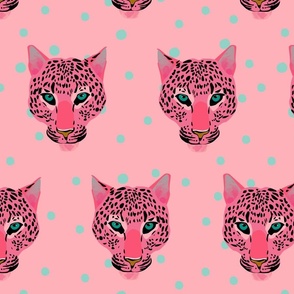Pink Leopard on polkadots pink