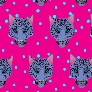 Blue Leopard on polkadots magenta