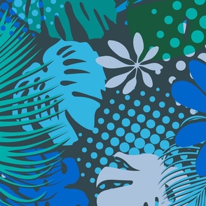 Tropical leaves in pop art style