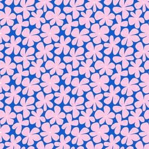 Groovy flowers in bright blue and pink - small scale