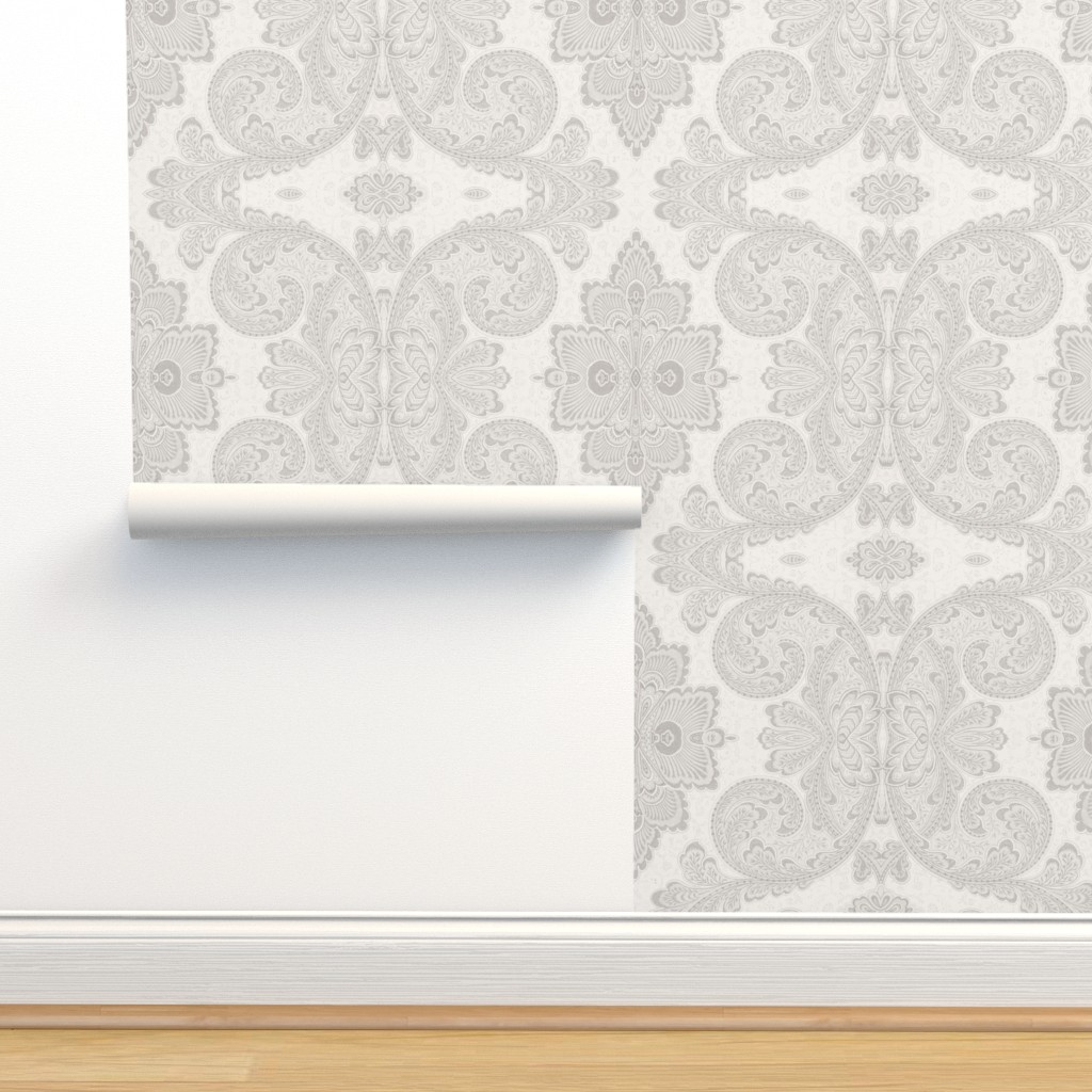 William Morris Tribute Pattern Beige Wallpaper | Spoonflower