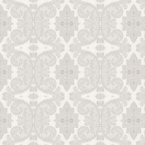 William Morris Tribute Pattern Beige Grey White Smaller Scale