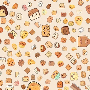 Happy Bread (Seamless, 100+ Kawaii Bread Faces)