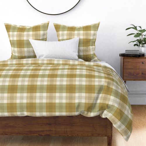 buffalo plaid with texture lines gold green tan