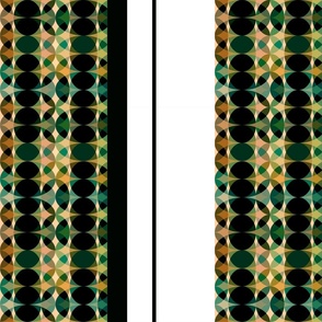 vertical stripe California modern geometric shapes green blue rust gold black